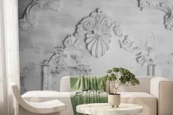 Fototapeta: Sztukateria na pękającym szarym betonie