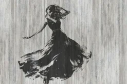 Fototapeta: Tańcząca kobieta abstrakcja na teksturowym tle z paskami