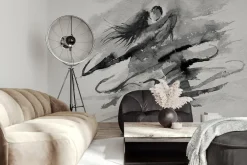 Fototapeta: Tańcząca para w rozmytym malarstwie