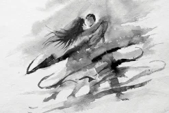 Fototapeta: Tańcząca para w rozmytym malarstwie