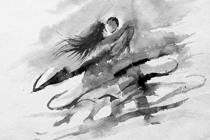 Fototapeta: Tańcząca para w rozmytym malarstwie