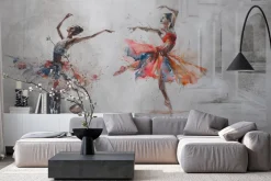 Fototapeta: Tańczące baletnice na betonowym tle z kolumnami