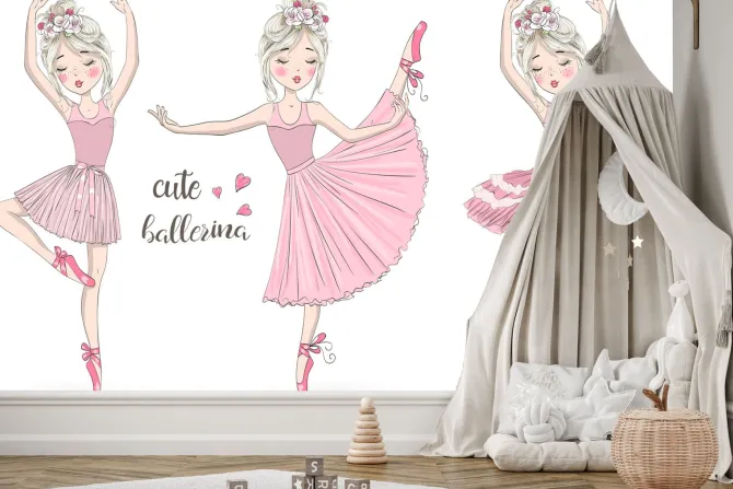 Fototapeta: Tańczące baletnice dziecięcy wzór