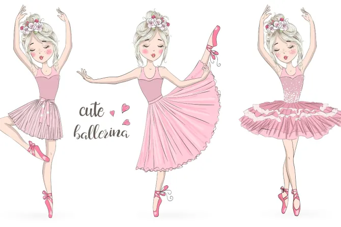 Fototapeta: Tańczące baletnice dziecięcy wzór