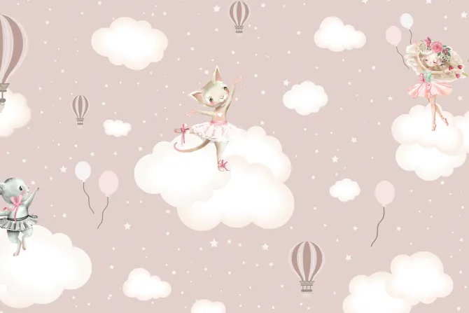 Fototapeta: Tańczące zwierzątka na chmurkach