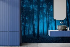 Fototapeta: Tajemniczy las w odcieniach niebieskiego