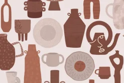 Fototapeta: Talerze z kubkami i dzbankami