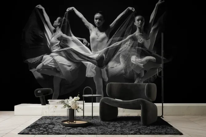 Fototapeta: Tancerki gimnastyczne na czarnym tle