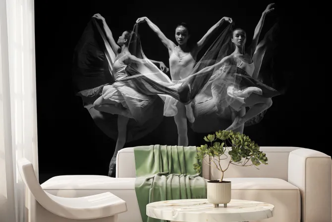 Fototapeta: Tancerki gimnastyczne na czarnym tle