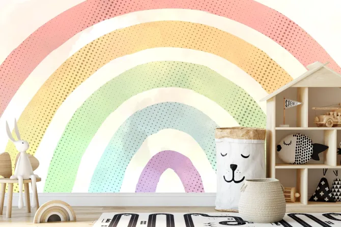 Fototapeta: Tęcza w pastelowych kolorach z kropkami