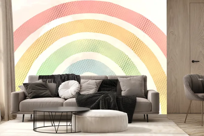 Fototapeta: Tęcza w pastelowych kolorach z kropkami