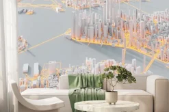 Fototapeta: Techno mega city; urban and futuristic technology concepts, original