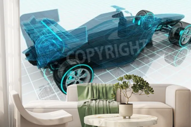 Fototapeta: Technologia samochodów formuła karkasy szkic górnej części pleców