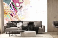 Fototapeta: Tło szkoły akwarela.