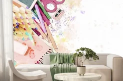 Fototapeta: Tło szkoły akwarela.