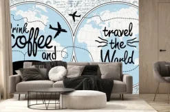 Fototapeta: Transparent wektor z odręcznym napisem pij kawę i podróżuj po