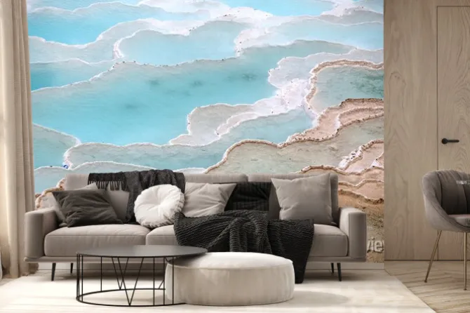 Fototapeta: Trawertyn baseny i tarasy w pamukkale, turcja