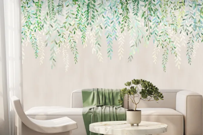 Fototapeta: Tree branches on top in the style of watercolor painting. printing