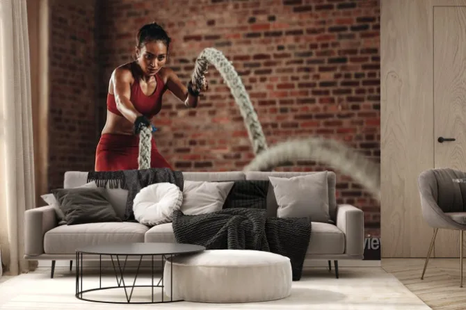 Fototapeta: Trening linowy w studiu fitness