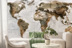 Fototapeta: Trójwymiarowa mapa świata ziemi z rzeźbą topograficzną