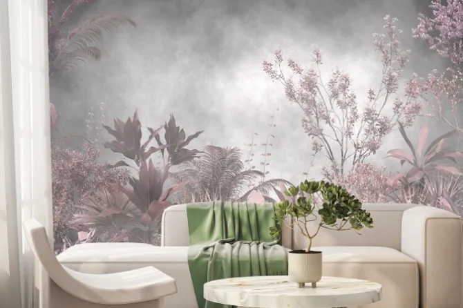 Fototapeta: Tropical leaves and trees wallpaper design - 3d