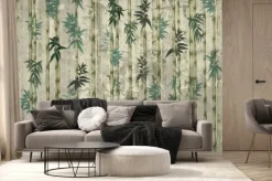 Fototapeta: Tropical plant bamboo art drawing on a textured background photo
