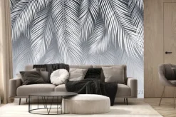 Fototapeta: Tropical wallpaper with palm leafs on grunge background. design