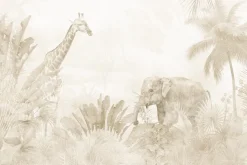 Fototapeta: Tropikalna dżungla ze zwierzętami w beżach