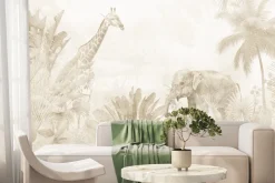 Fototapeta: Tropikalna dżungla ze zwierzętami w beżach