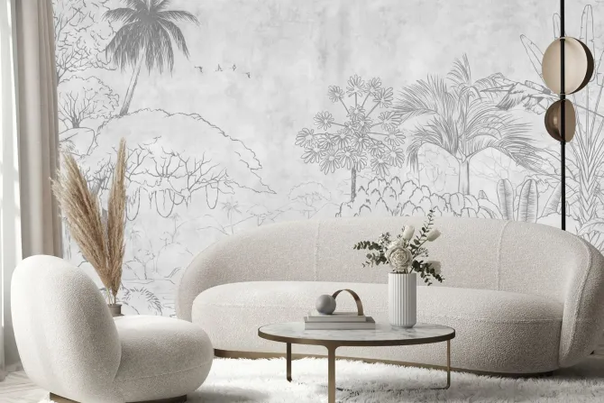 Fototapeta: Tropikalna dżungla w szarości