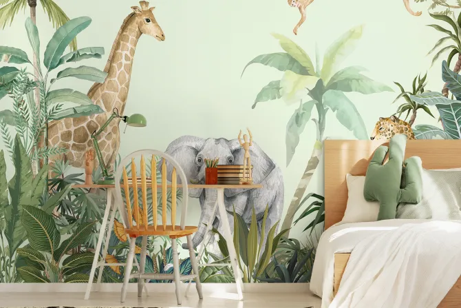 Fototapeta: Tropikalna dżungla z dzikimi zwierzętami