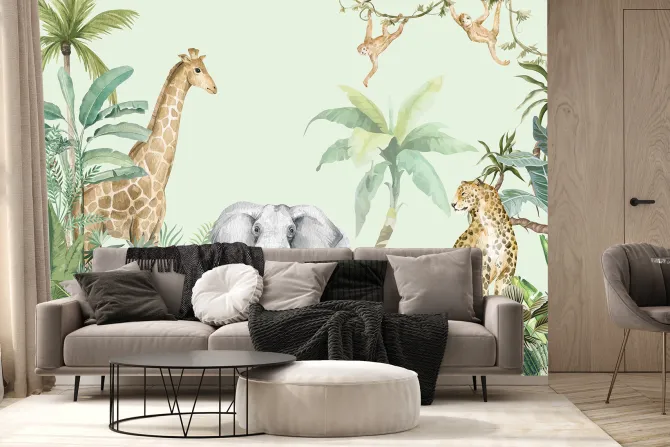 Fototapeta: Tropikalna dżungla z dzikimi zwierzętami