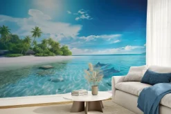 Fototapeta: Tropikalna wyspa z delfinami