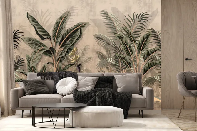 Fototapeta: Tropikalne bananowce i inne palmy w lesie deszczowym