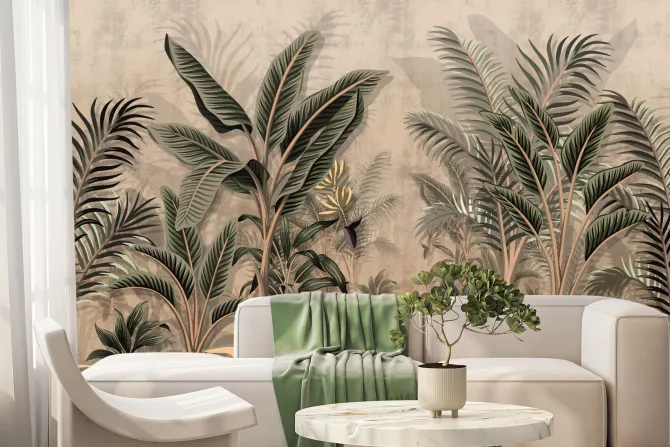 Fototapeta: Tropikalne bananowce i inne palmy w lesie deszczowym