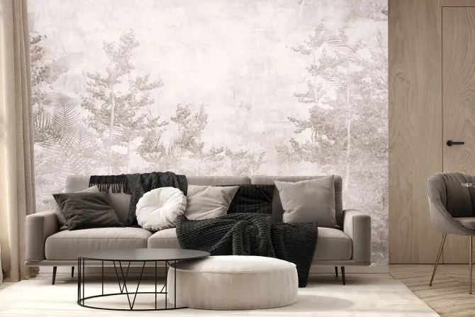 Fototapeta: Tropikalne drzewa i liście w stylu monochromatycznym