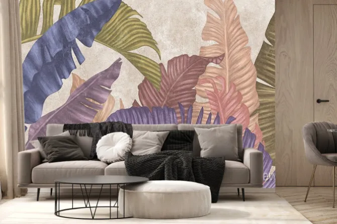 Fototapeta: Tropikalne kolorowe liście bananowca