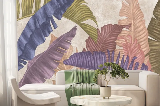 Fototapeta: Tropikalne kolorowe liście bananowca