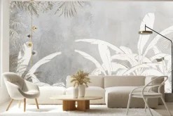 Fototapeta: Tropikalne liście palm na betonie