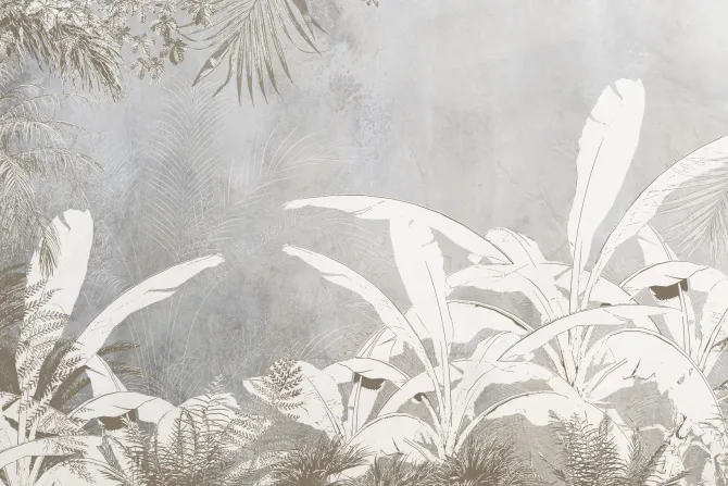 Fototapeta: Tropikalne liście palm na betonie