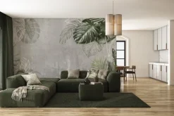 Fototapeta: Tropikalne liście na szarym betonie