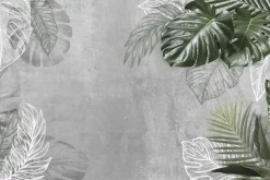 Fototapeta: Tropikalne liście na szarym betonie