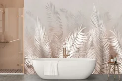 Fototapeta: Tropikalne liście palmowe z elementami brązu i beżu