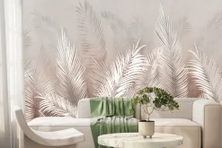 Fototapeta: Tropikalne liście palmowe z elementami brązu i beżu