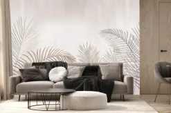 Fototapeta: Tropikalne liście palmy na jasnym tle