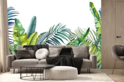 Fototapeta: Tropikalne liście palm i bananów na białym tle