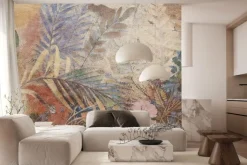 Fototapeta: Tropikalne liście i kwiaty w jesiennych barwach