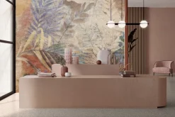 Fototapeta: Tropikalne liście i kwiaty w jesiennych barwach