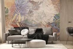 Fototapeta: Tropikalne liście i kwiaty w jesiennych barwach