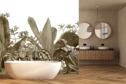 Fototapeta: Tropikalne liście vintage malowane akwarelą